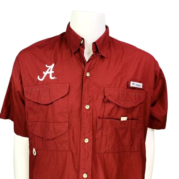 Alabama Crimson Tide Columbia Bonehead Button-Up Shirt Outdoor Fishing Size L - Picture 4 of 13